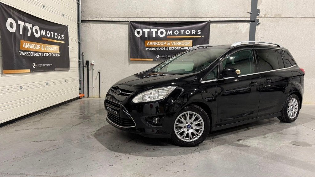 Ford Grand C-Max | 1.6 TDCI | Titanium + | 7 Plaatsen |, Auto's, Voorwielaandrijving, Zwart, 4 cilinders, Leder