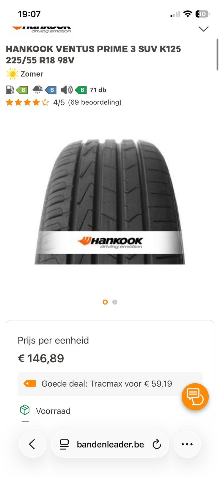 Pneus HANKOOK VENTUS PRIME 3 SUV K125 225/55 R18 98V, Véhicule de tourisme, Pneus été, Enlèvement, 225 mm