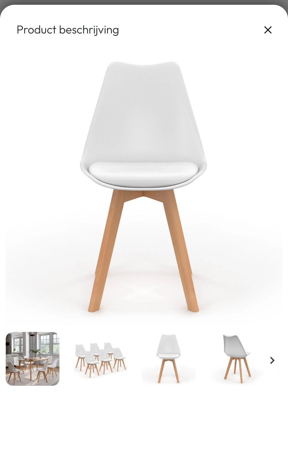5 witte kuipstoelen, Ophalen, Zo goed als nieuw