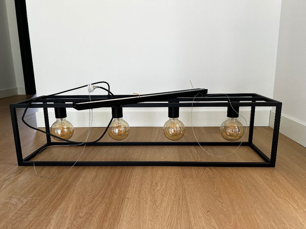 Industriële hanglamp zwart metaal, Huis en Inrichting, Lampen | Hanglampen, Ophalen, Zo goed als nieuw, Metaal, Overige fittingen
