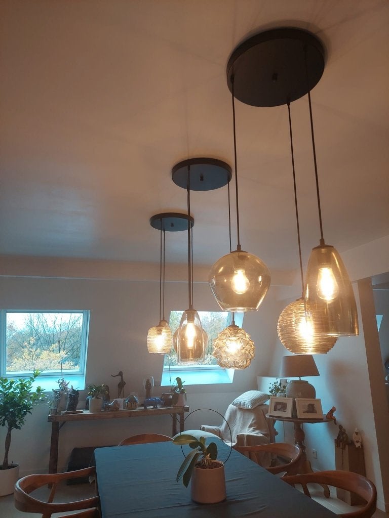 Lusters, Huis en Inrichting, Lampen | Kroonluchters, Ophalen, Zo goed als nieuw, Glas