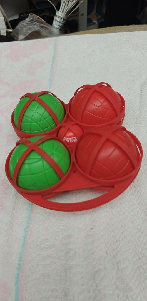 petanque set 4 ballen 2 rood 2 groen Coca-Cola, Enlèvement ou Envoi, Comme neuf, Autres types