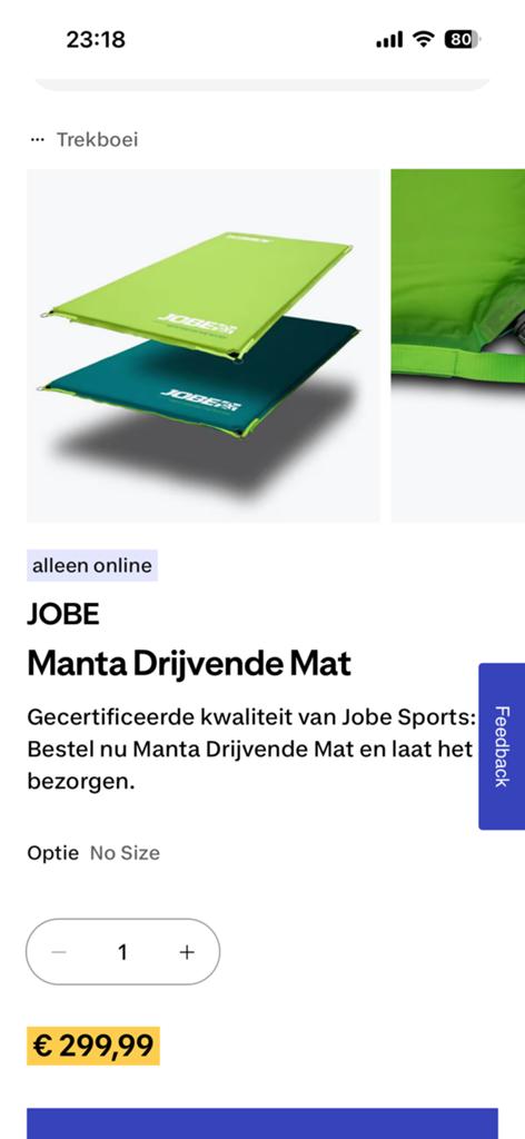 Jobe manta drijvendemat, Ophalen, Nieuw