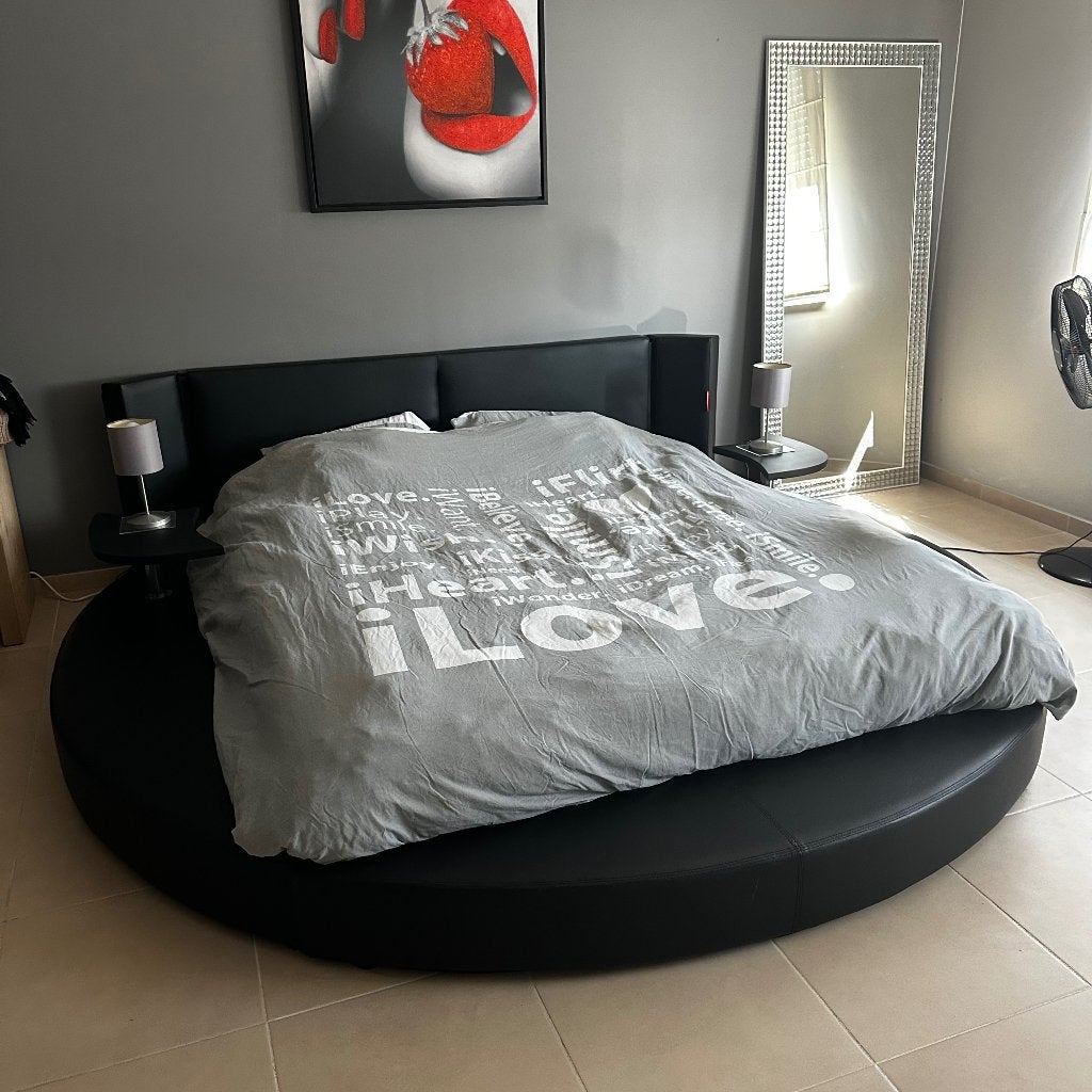 Lit rond, Enlèvement, Deux personnes, 160 cm, Noir