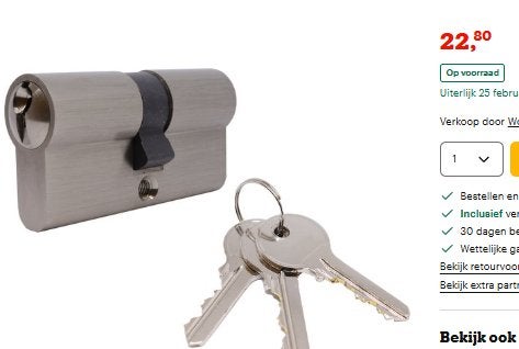 cilindersloten 30/30 L60 mm merk soliver nieuw, Doe-het-zelf en Bouw, Ophalen of Verzenden, Nieuw