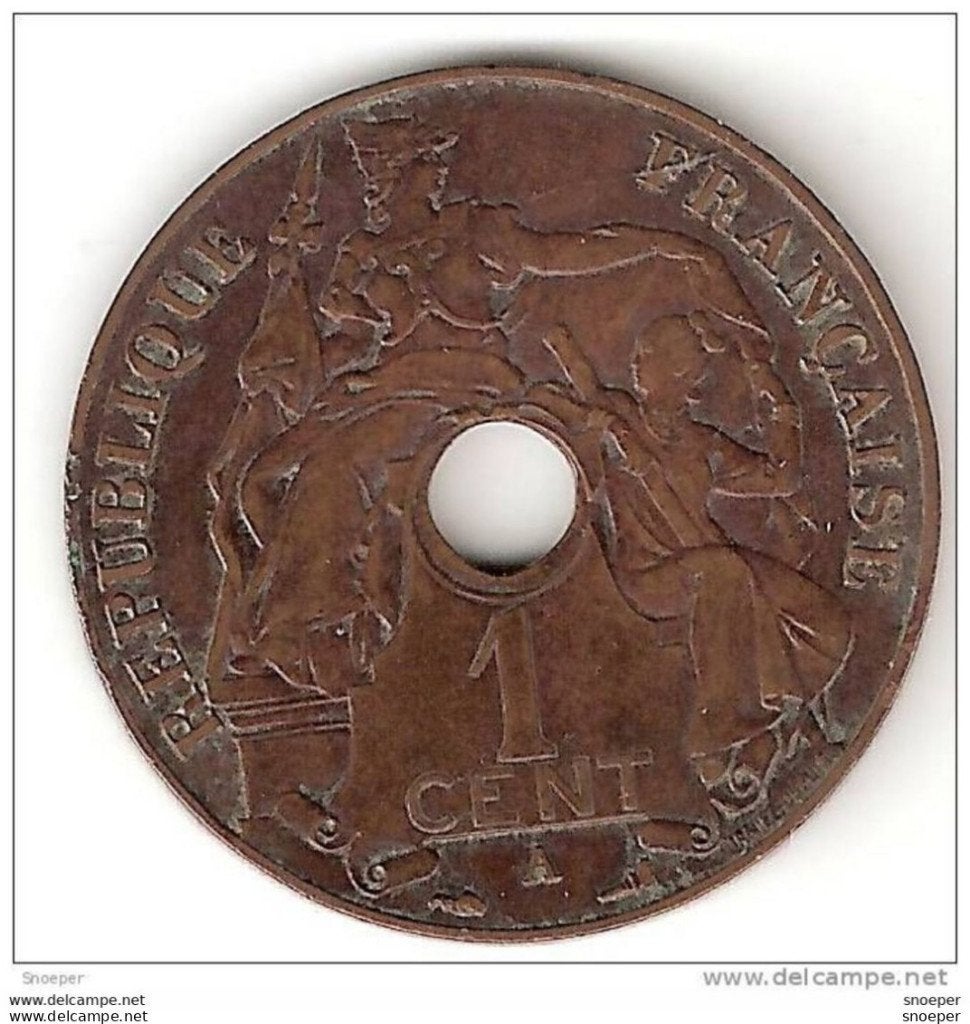 indo-china 1 cent 1931 torch km 12.1 vf+ catalog val. 110$, Verzenden, Zuidoost-Azië, Losse munt