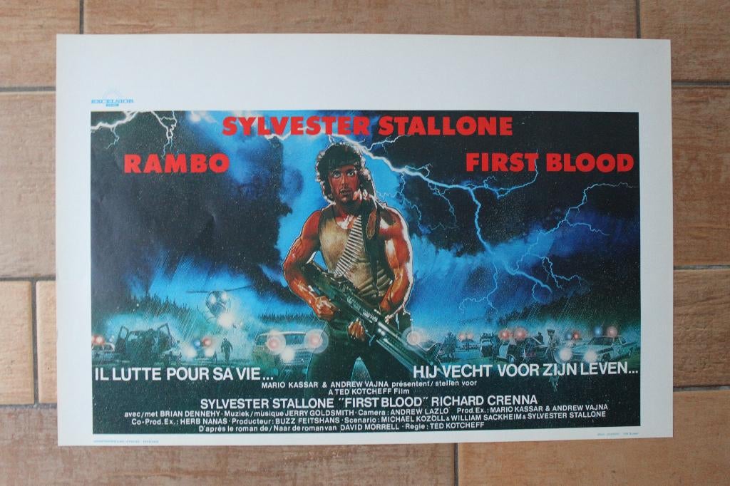 filmaffiche Sylvester Stallone Rambo First Blood filmposter, Collections, Posters & Affiches, Comme neuf, Cinéma et TV, A1 jusqu'à A3