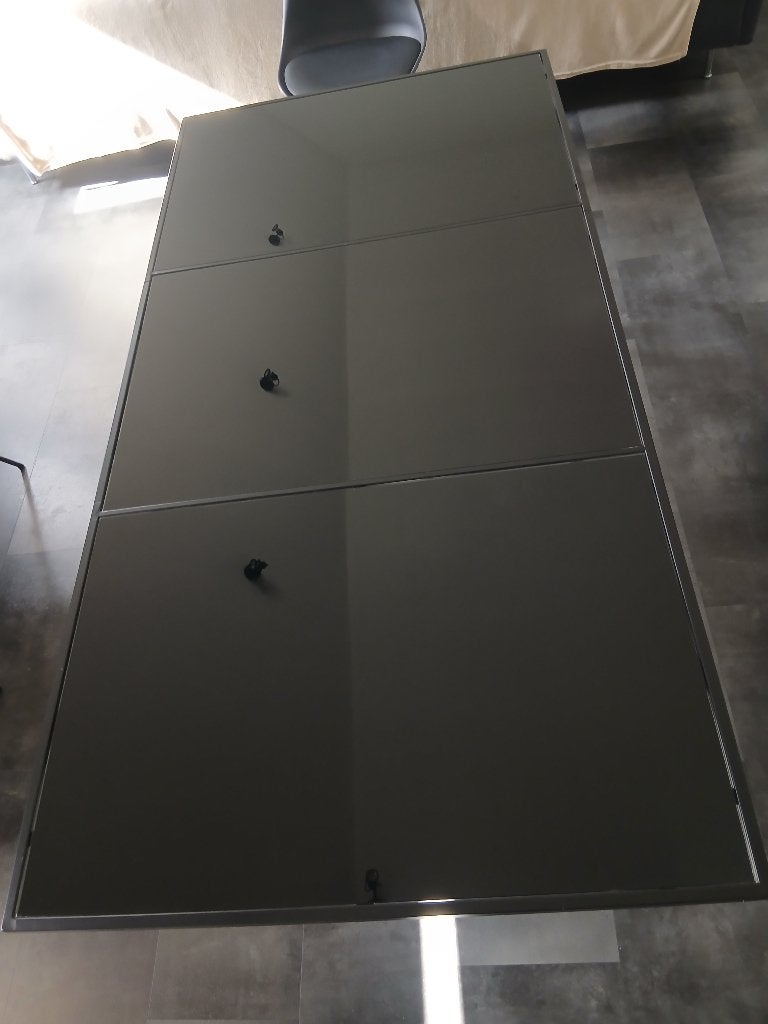 Zwarte metalen eettafel 90 x 180 cm (6 personen), Ophalen, 50 tot 100 cm, Zo goed als nieuw, Vijf personen of meer