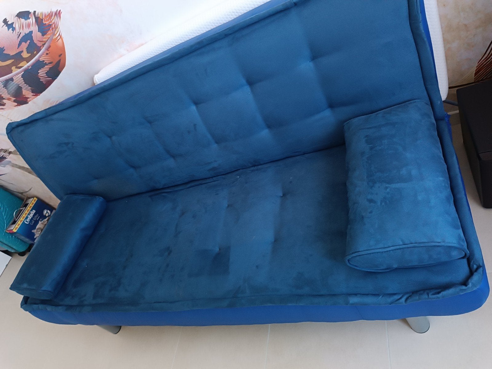Canapé lit bleu 1m90 x 1m20, Ophalen