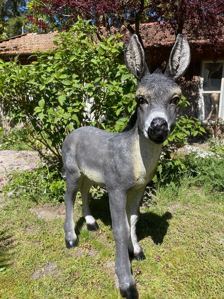 Ezel grijs, tuin, boerderij, vijver, dierentuin 100cm, Ophalen, Nieuw, Kunststof, Dierenbeeld