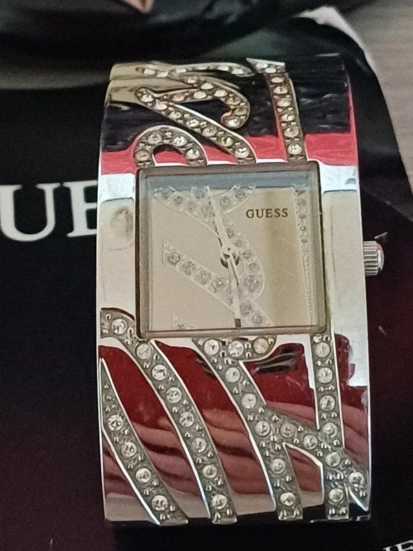 Montre manchette GUESS Autograph argentée avec strass -, Montre-bracelet, Guess, Utilisé, Avec strass