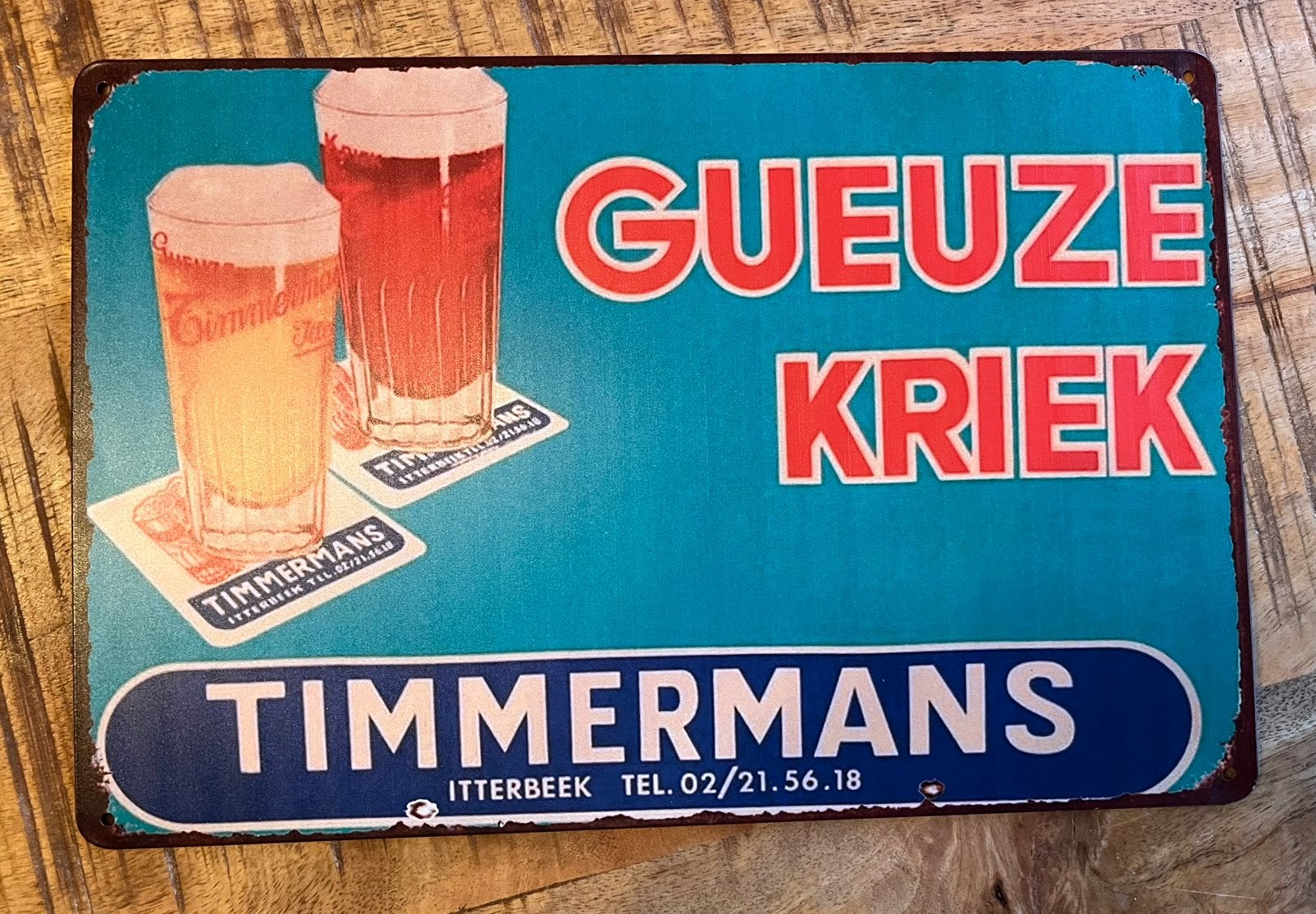 Plaque metallique gueuze kriek timmermans, Collections, Enlèvement ou Envoi, Comme neuf