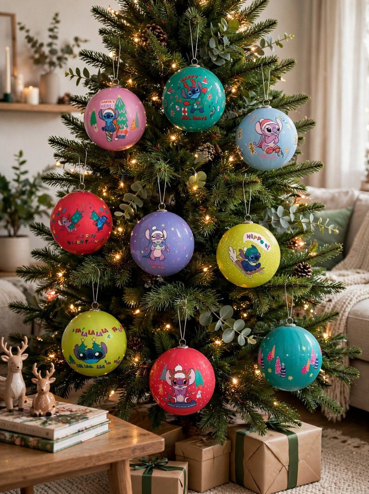 Boules de Noël Disney Lilo & Stitch - 9 pièces, Enlèvement ou Envoi, Autres personnages, Neuf, Statue ou Figurine