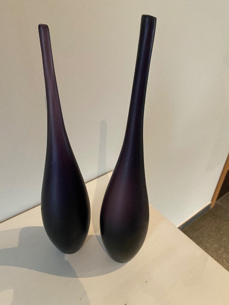 Set à 2 decoratieve vazen, Maison & Meubles, Comme neuf, Verre, Enlèvement, 40 cm