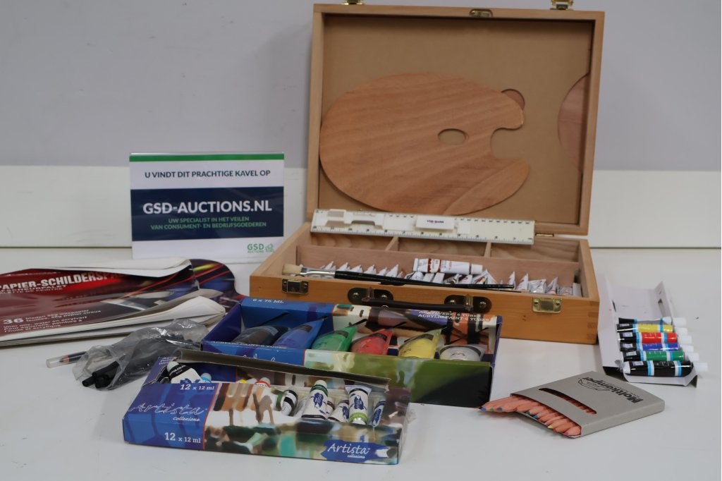 Schilderkunst benodigdheden set met verf en palet, Ophalen of Verzenden, Niet ingevuld, Niet ingevuld, Niet ingevuld
