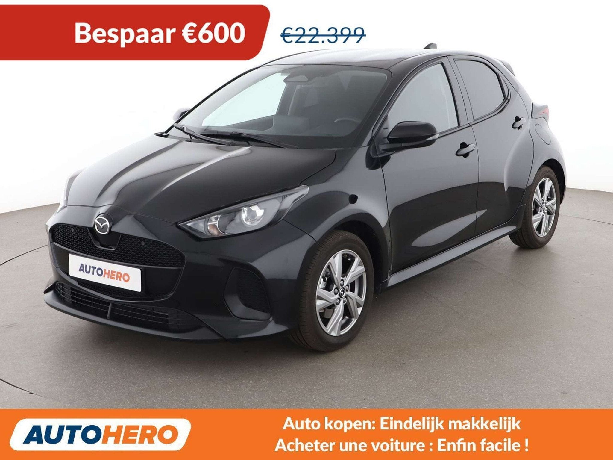 Mazda 2 1.5 Hybrid Exclusive-Line (bj 2024, automaat), Auto's, Stof, Gebruikt, Zwart, 116 pk