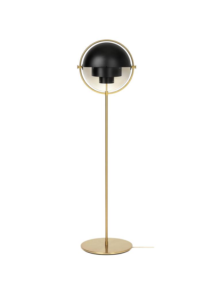 Gubi Multi-Lite vloerlamp, messing kap: zwart, semi-mat, Ophalen, 100 tot 150 cm, Overige materialen, Nieuw