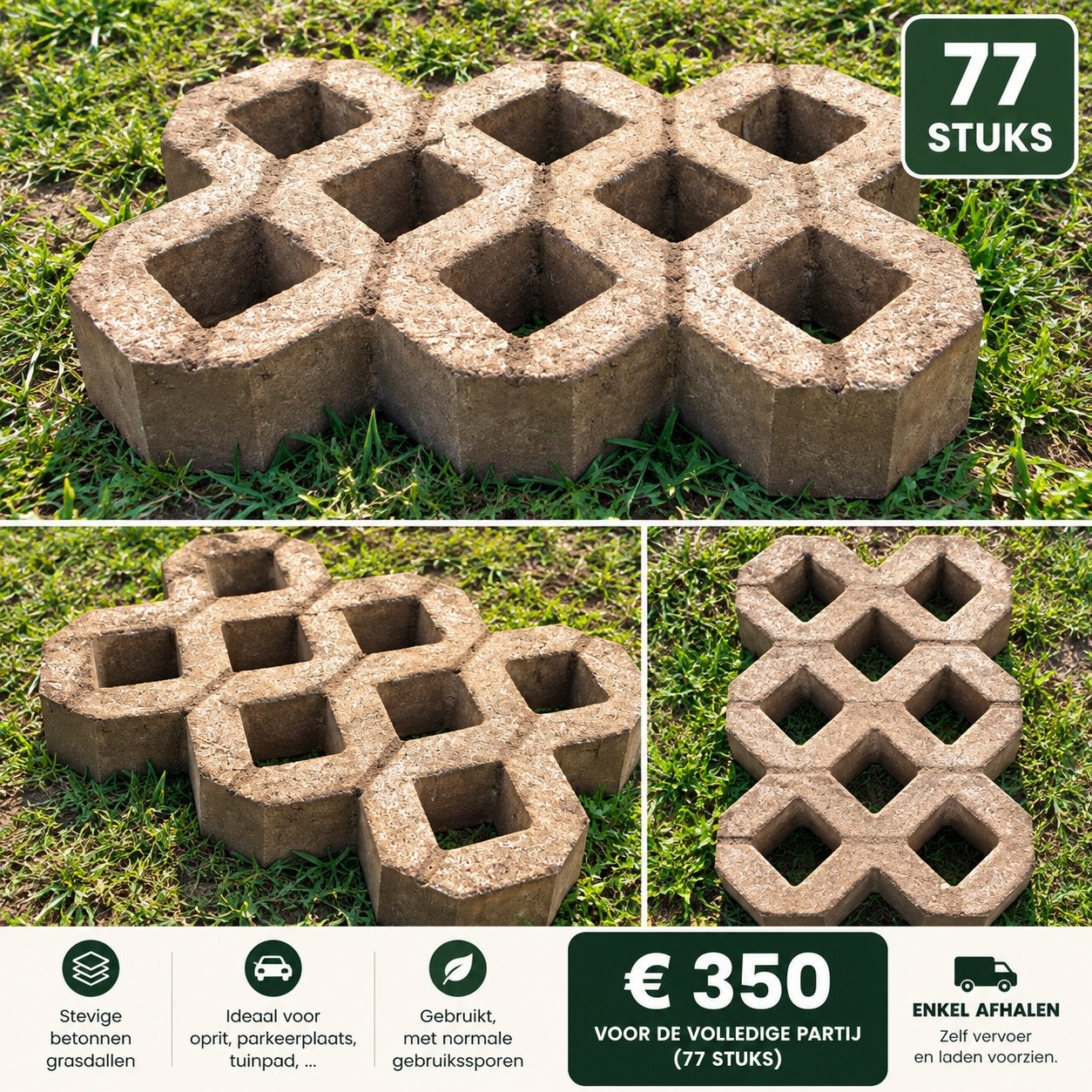 77 BETONNEN GRASDALLEN TE KOOP, Ophalen, Zo goed als nieuw