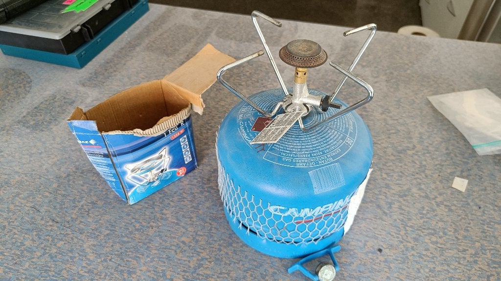 camping gaz gasbus met kookbek, Ophalen, Gebruikt