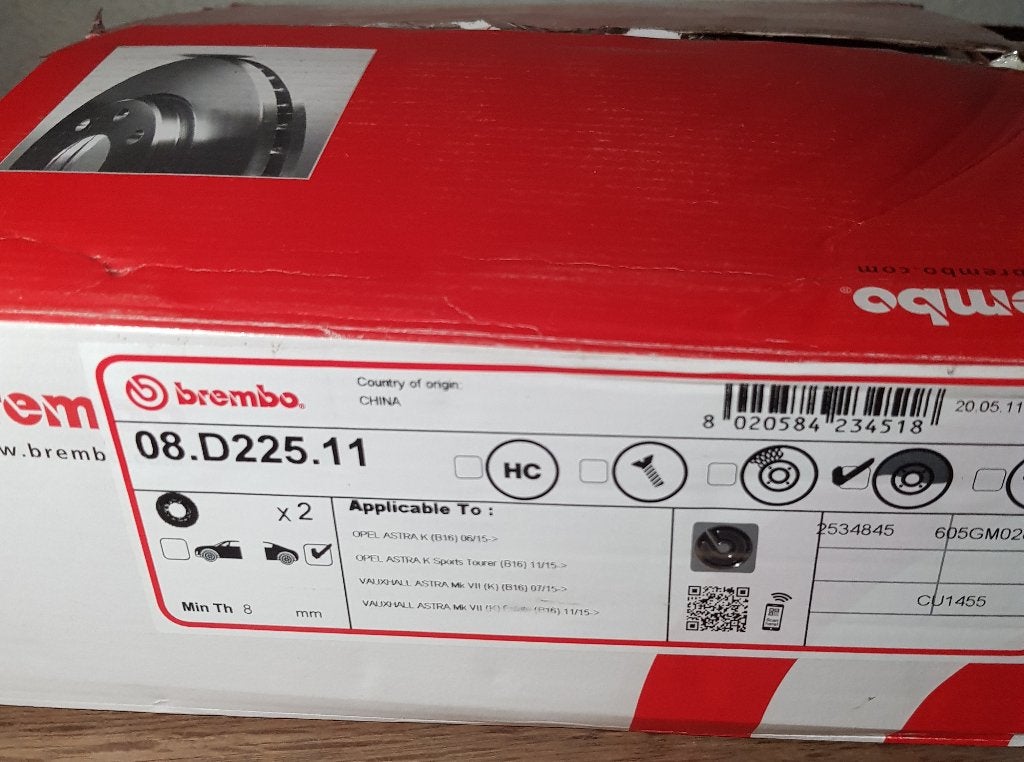 2 disques de frein arrière Opel Astra K, Autos : Pièces & Accessoires, Enlèvement, Neuf, Chevrolet
