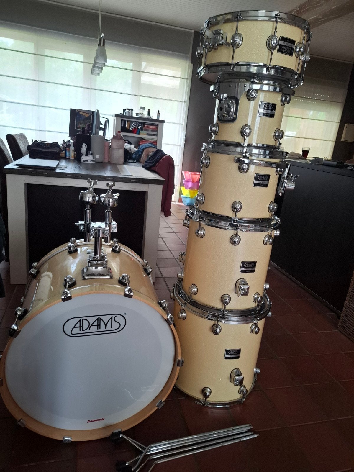 Kit de batterie Adams 7000 Vital Series Birch 6 pièces en zg, Enlèvement, Comme neuf, Batterie ou Percussions