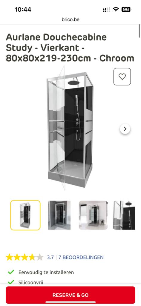 Douchecabine - 80x80x219-230cm - Chroom, Doe-het-zelf en Bouw, Ophalen, Gebruikt, Chroom