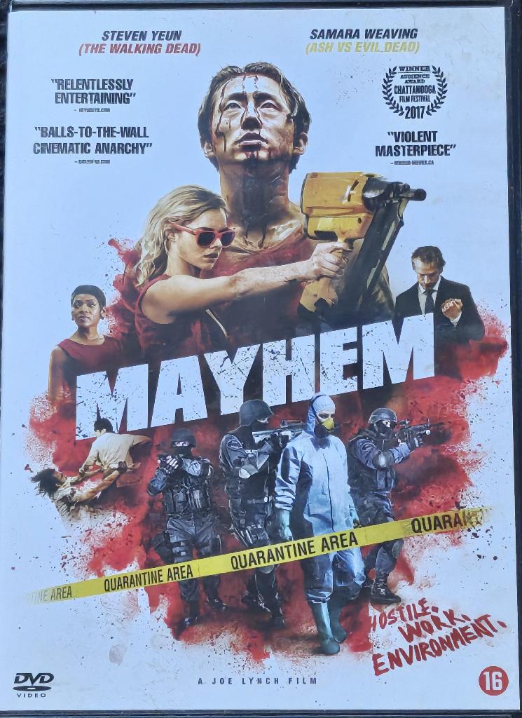 Mayhem (2017), Cd's en Dvd's, Dvd's | Horror, Ophalen of Verzenden, Zo goed als nieuw