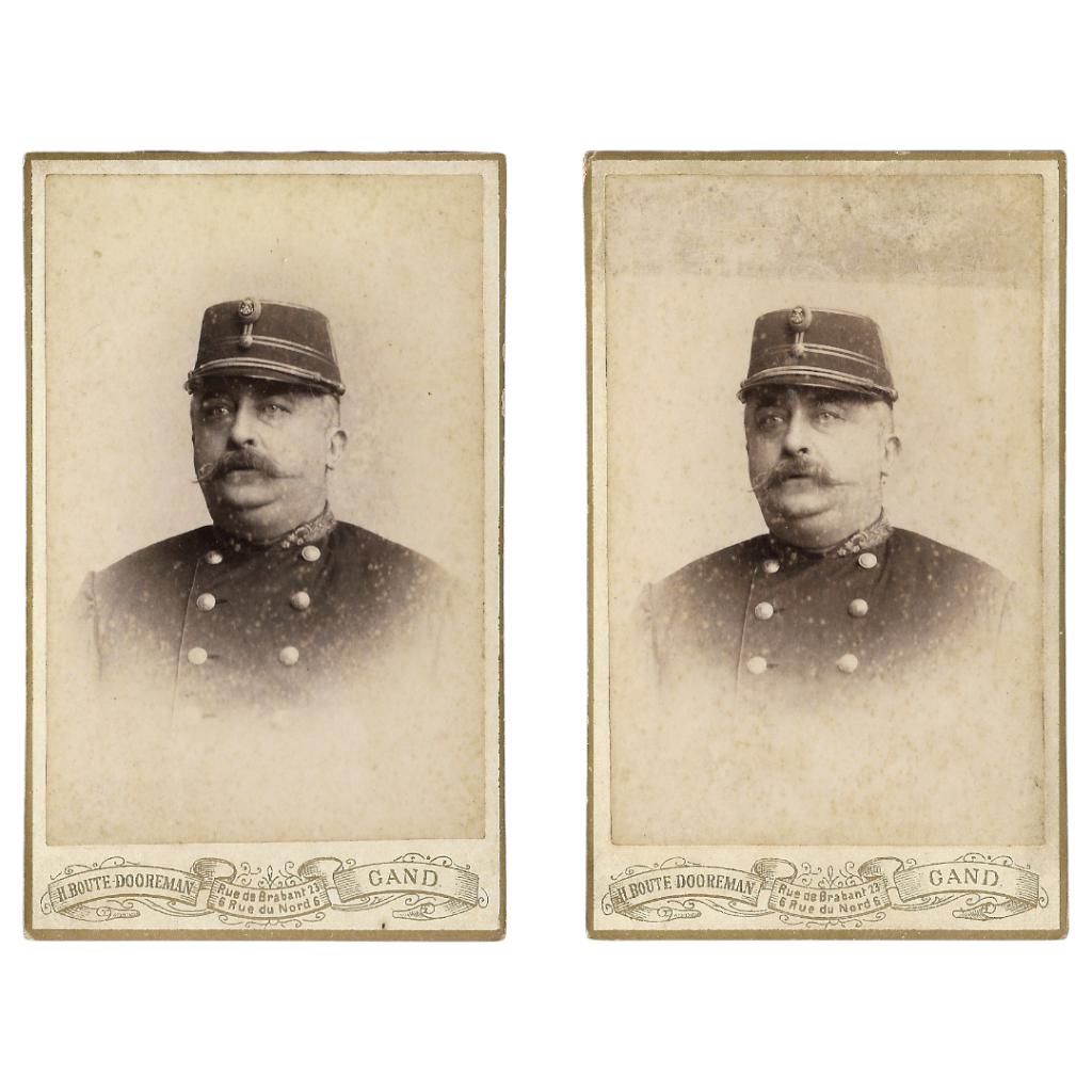 Soldat belge CDV - Gand (set), Collections, Objets militaires | Général, Enlèvement ou Envoi, Armée de terre, Photo ou Poster