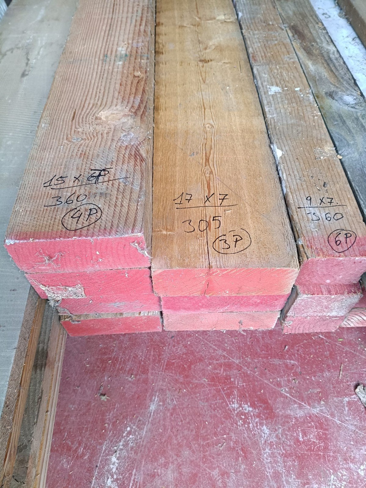Lot van zware houten planken / gordingen, Doe-het-zelf en Bouw, Ophalen, Plank