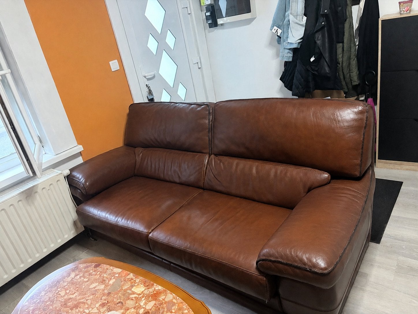 LOT DE 2 CANAPÉS EN CUIR VÉRITABLE HAUT DE GAMME, Enlèvement, Utilisé, Cuir
