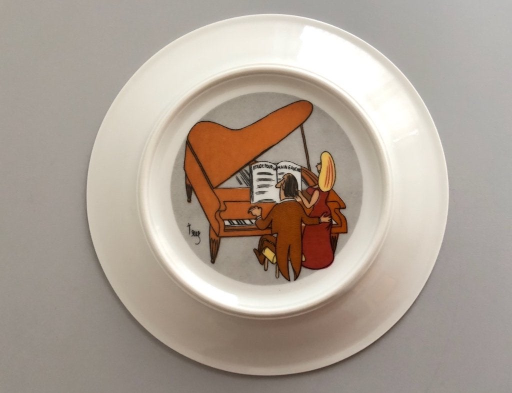 assiettes à dessert en porcelaine avec dessins animés au dos, Antiquités & Art, Enlèvement