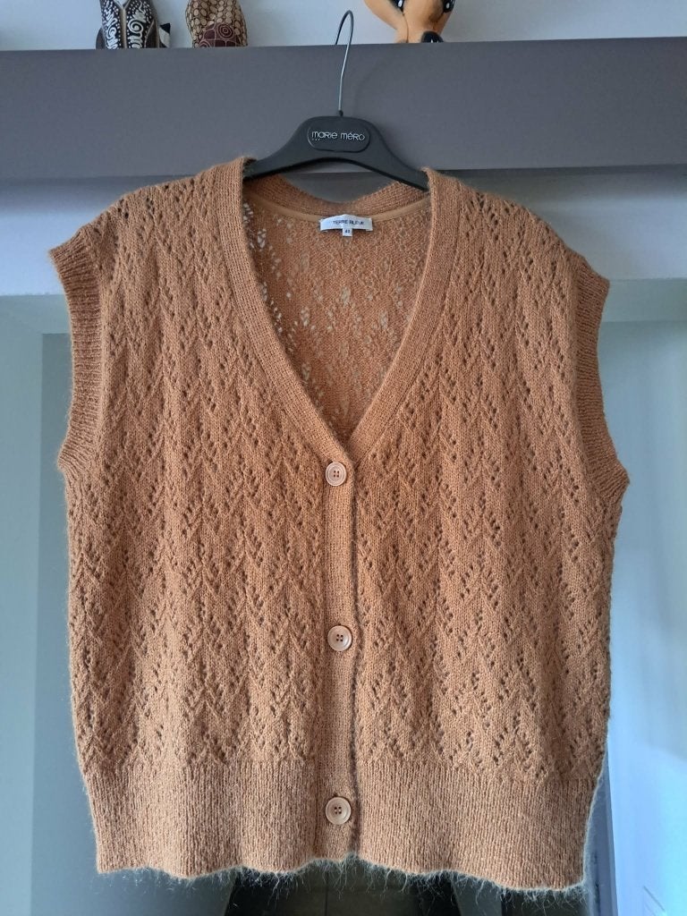 Terre Bleue mouwloos ajour vest - Maat 40, Terre Bleue, Ophalen of Verzenden, Zo goed als nieuw, Maat 38/40 (M)