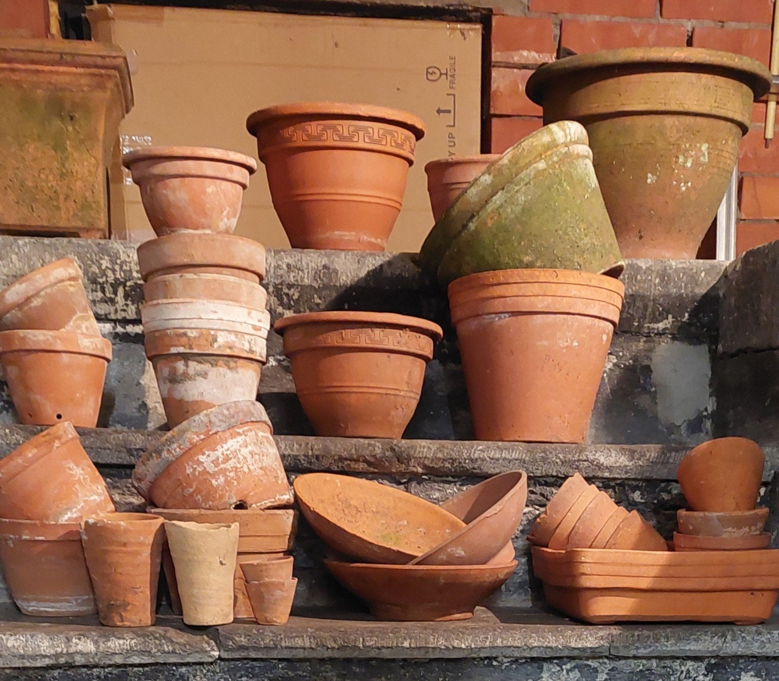 terracotta potten(31stuks) en schalen(4stuks), Tuin en Terras, Bloempotten, Ophalen, Gebruikt, Terracotta, Binnen