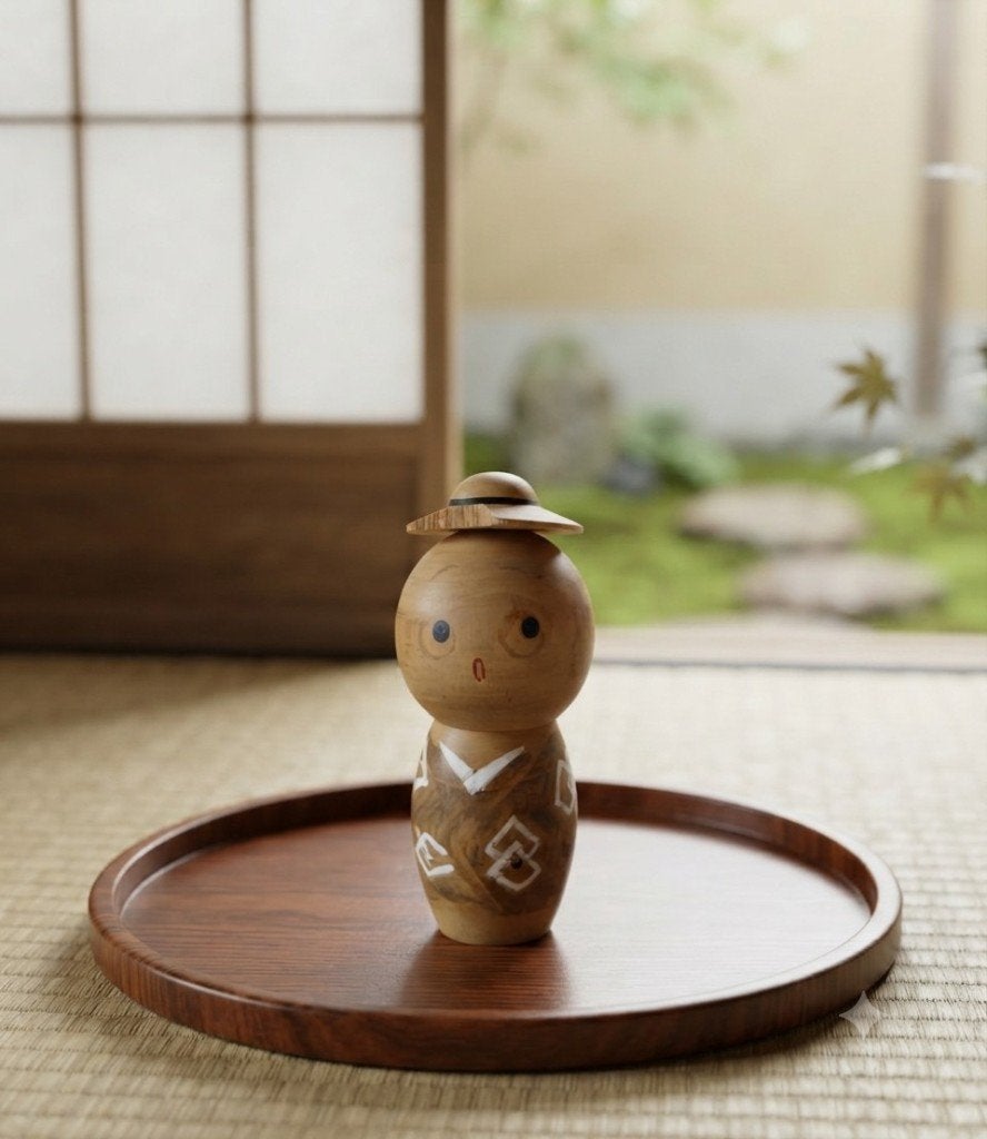 Schattige Shingata kokeshi, Antiek en Kunst, Hout, Verzenden, Japan, 12 cm
