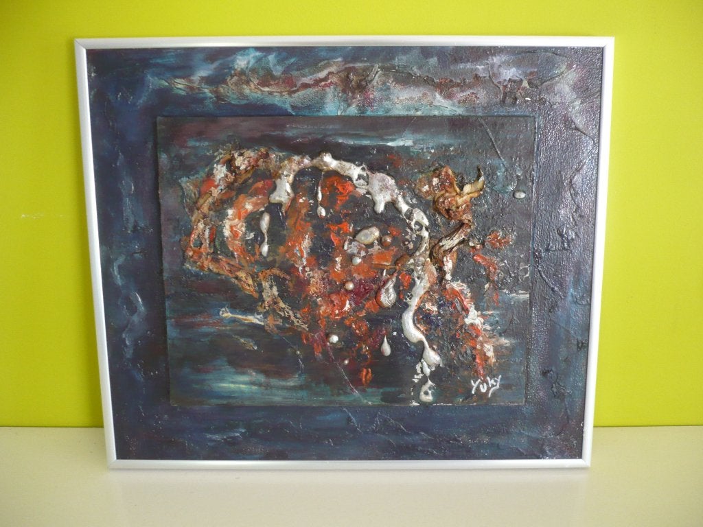 Knap abstract kunstwerk  met reliëf Yuky, Ophalen of Verzenden