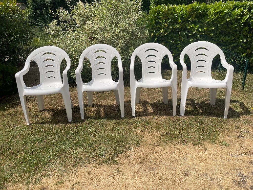 4 chaises de jardin, Jardin & Terrasse, Enlèvement, Utilisé, Plastique, Empilable