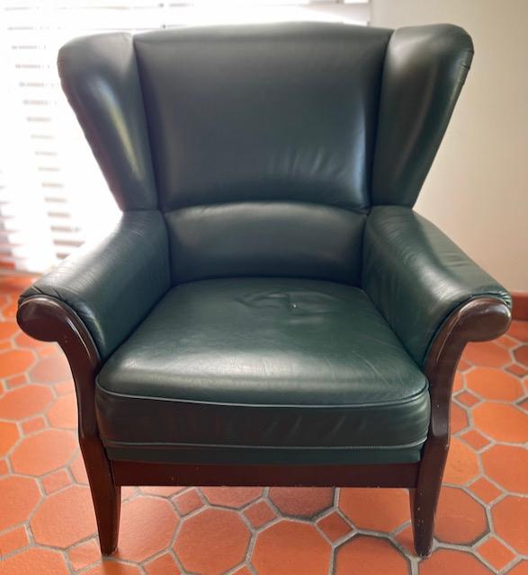 Lederen zetel "bergère" merk Wagner, Ophalen, Klassieke charme, Eenpersoons, 75 tot 100 cm