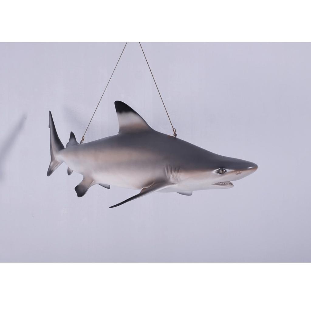 Statue noire Shark Tip Reef — Longueur du requin 115 cm