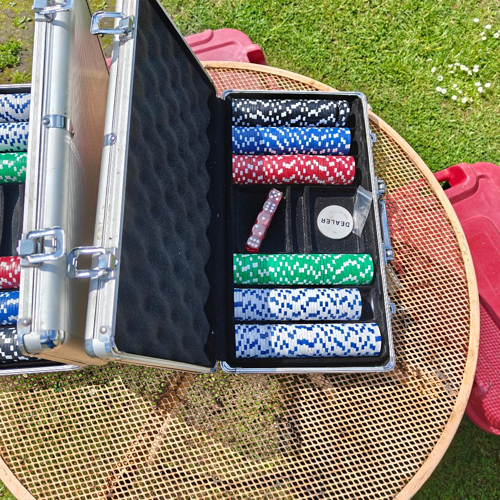 set de jetons de poker, Ophalen, Zo goed als nieuw