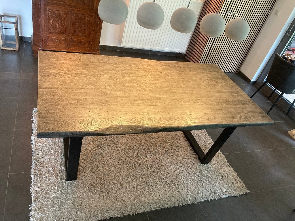 Robuuste massieve eettafel acacia – 180x100 cm, Ophalen, Gebruikt, Overige materialen, 50 tot 100 cm