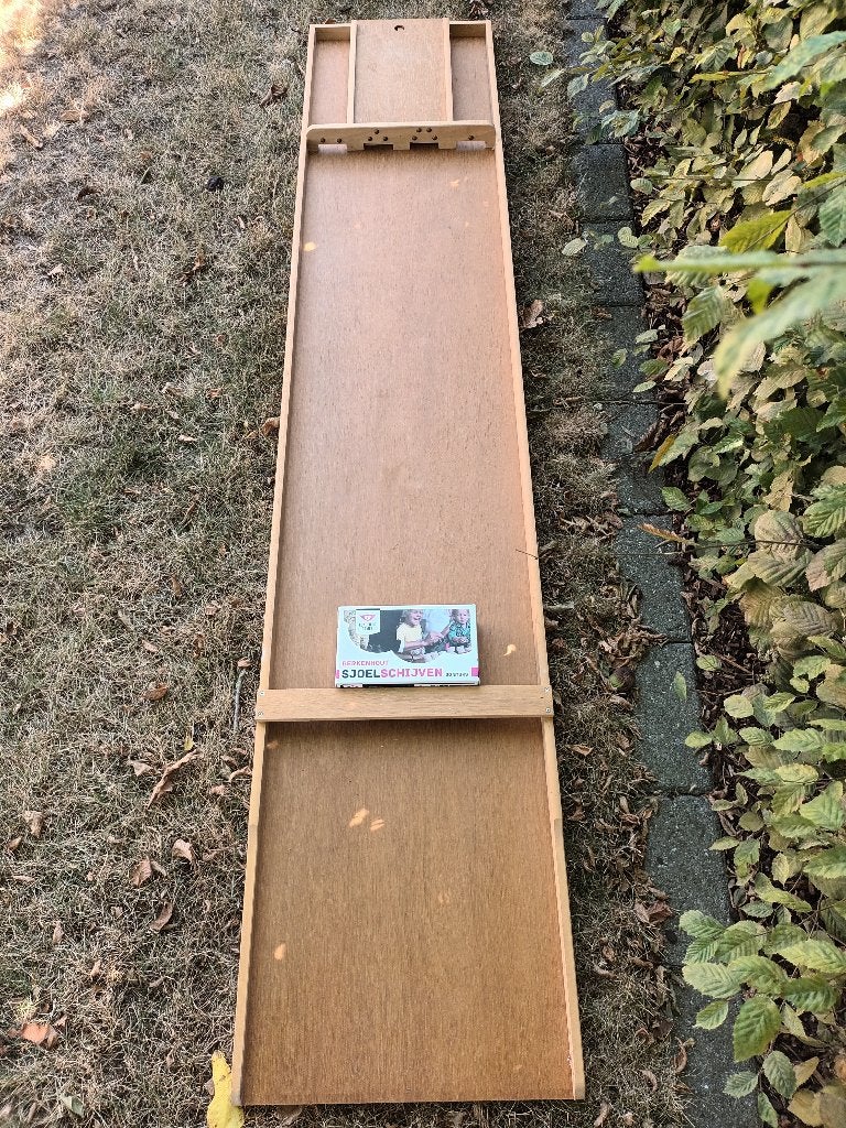 Sjoelbak 2m x 40 cm + doos 30 nieuwe schijven, Hobby en Vrije tijd, Gezelschapsspellen | Overige, Een of twee spelers, Ophalen