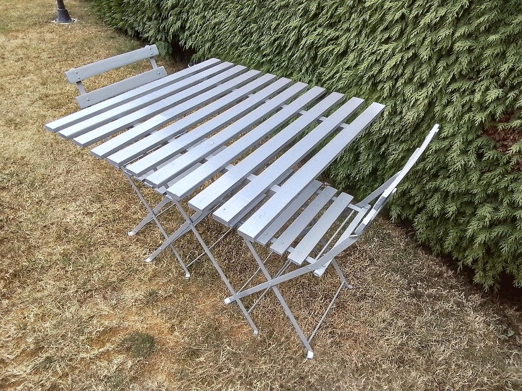 table bistrot avec 2 chaises, Tuin en Terras, Tuinstoelen, Ophalen, Zo goed als nieuw, Metaal, Inklapbaar