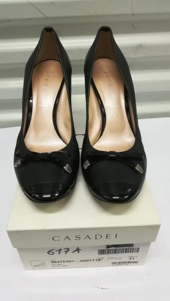 617A* CASADEI - escarpins haut gamme cuir PA 595 € (41), Escarpins, Porté, Casadei, Noir