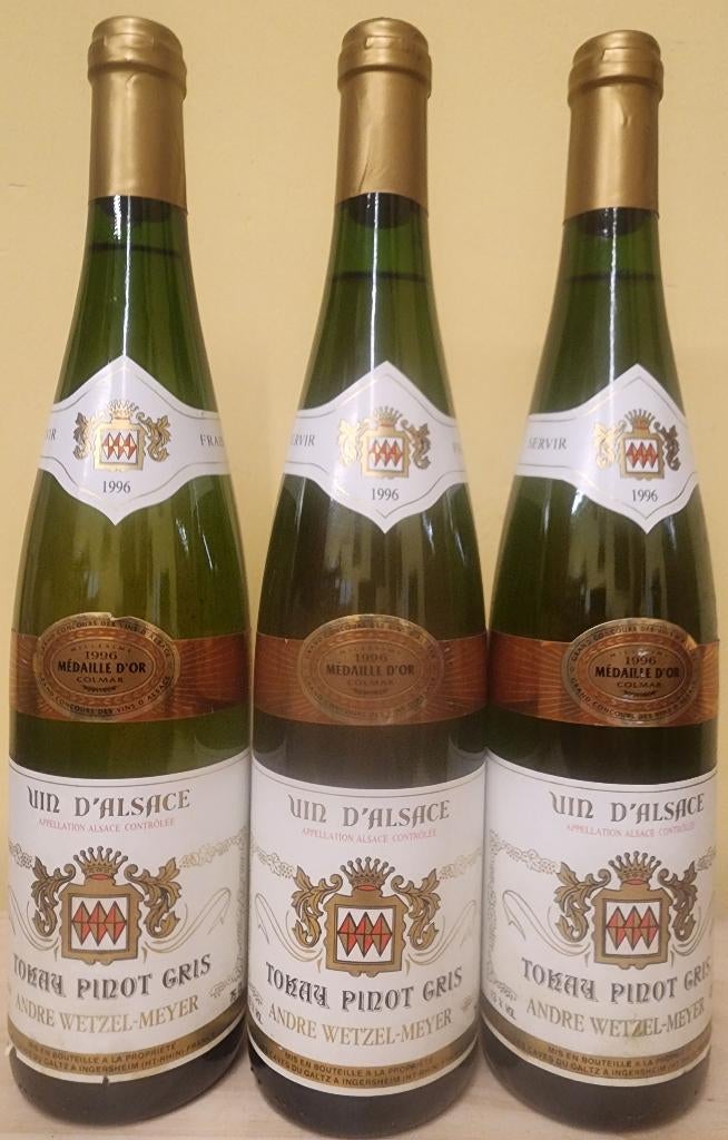 Pinot Gris 1996 André Wetzel-Meyer gouden medaille in Colmar, Frankrijk, Nieuw, Ophalen of Verzenden, Witte wijn