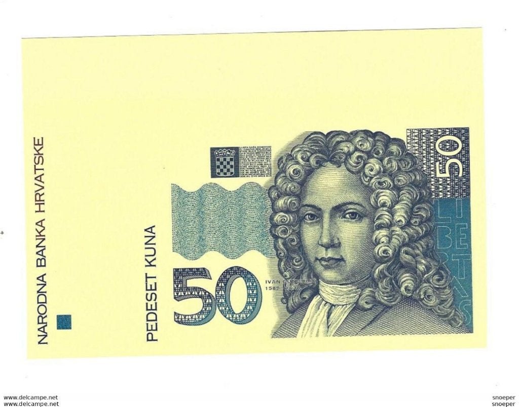 croatia proof trial print 50 kuna 1993 31 unc, Postzegels en Munten, Ophalen of Verzenden, Overige landen, Los biljet