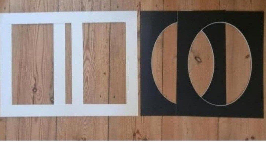Set van 4: 2 zwarte en 2 witte passe-partouts Nieuw!, 50 cm, Nieuw, Ophalen of Verzenden, Papier/karton