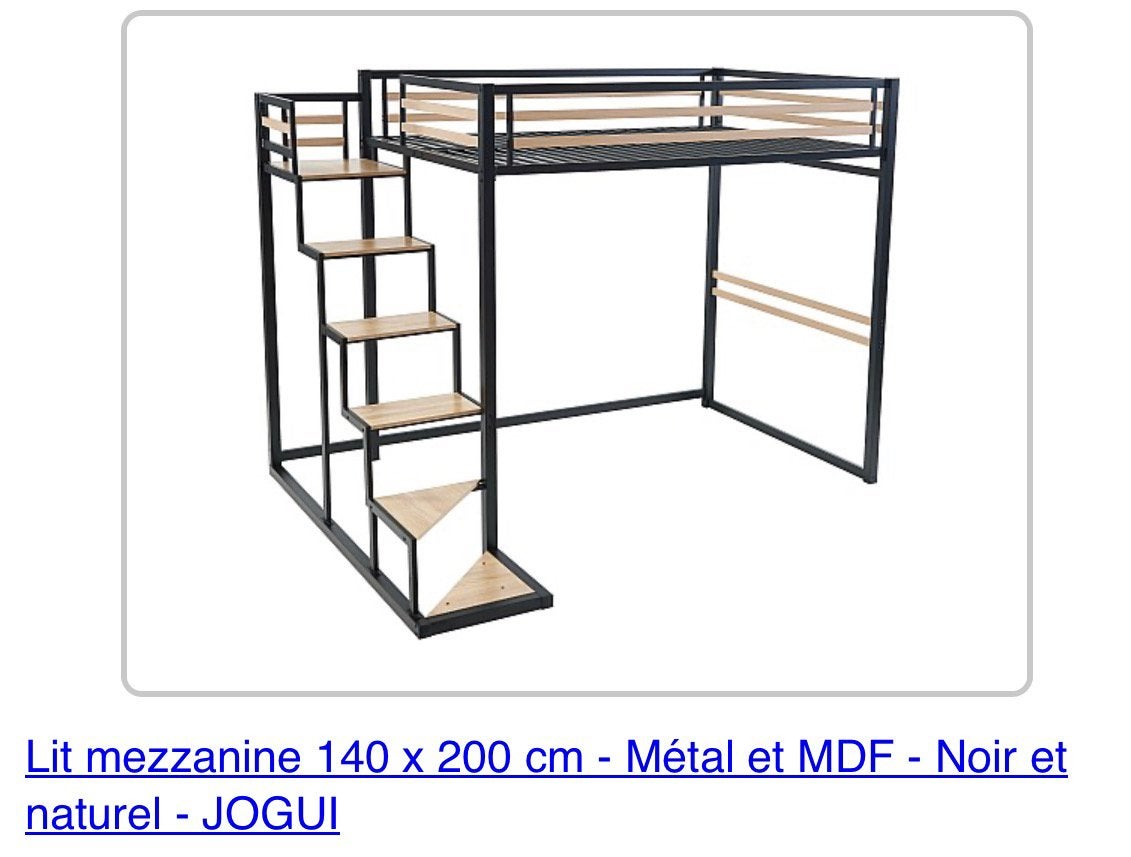 Lit Mezzanine 140x200cm - Joggi, 140 cm, 180 à 200 cm, Enlèvement, Utilisé