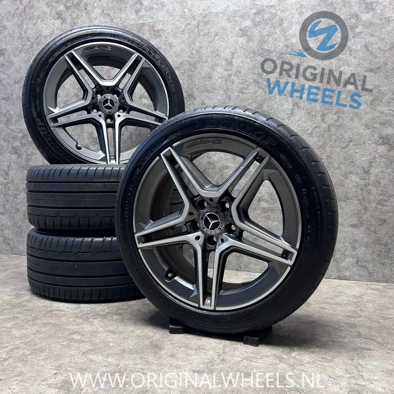 18 inch originele AMG velgen + zomerbanden MB C klasse W205, Pneus et Jantes, -, Utilisé, -