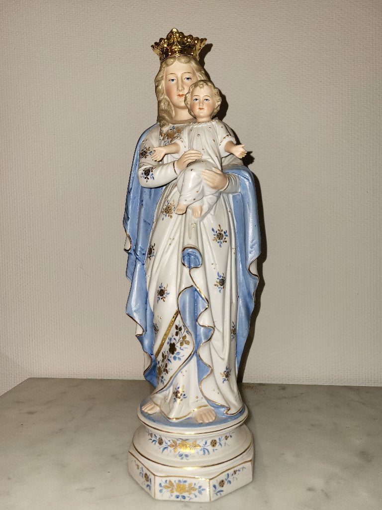 Mariabeeld in biscuitporcelein, Antiek en Kunst, Antiek | Religieuze voorwerpen, Ophalen