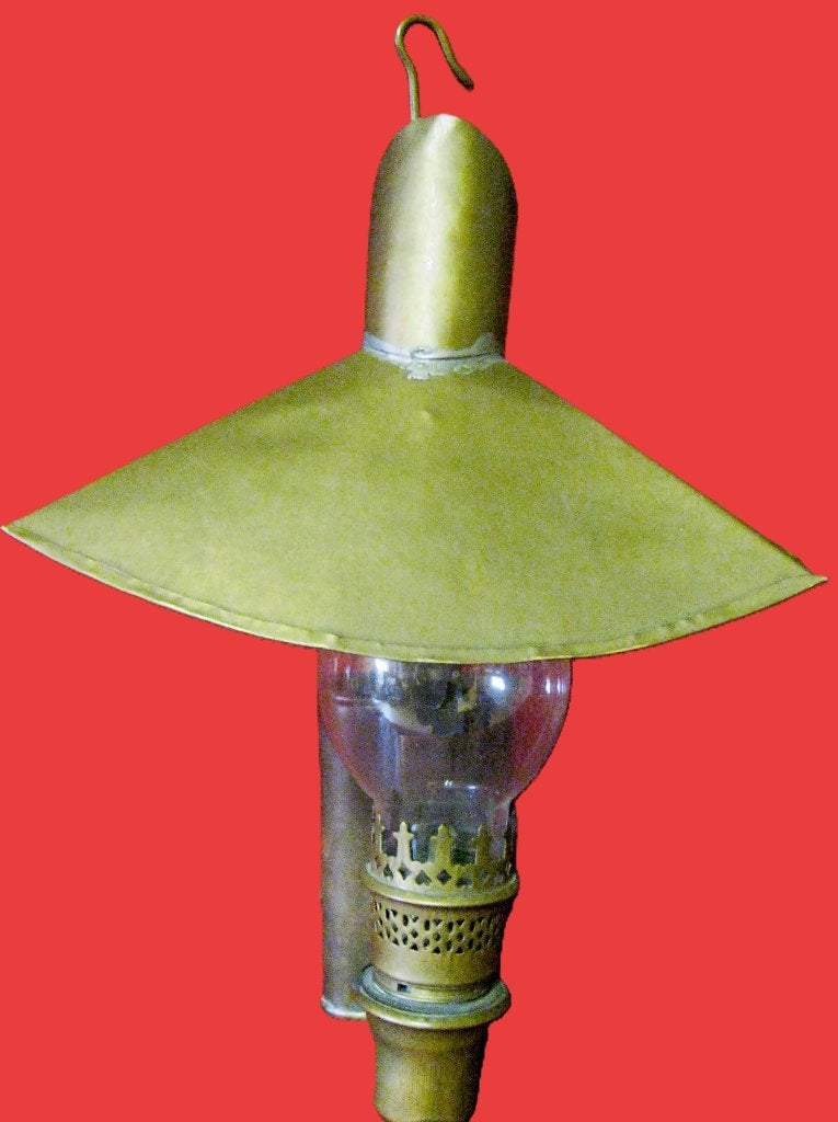 Antieke hanglamp petroleum- wandlamp olielamp., Antiquités & Art, Enlèvement